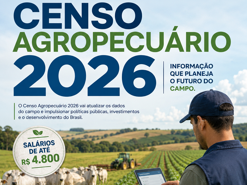 IBGE abre seleção para vagas administrativas do Censo Agropecuário 2026; Brumado será sede da microrregião