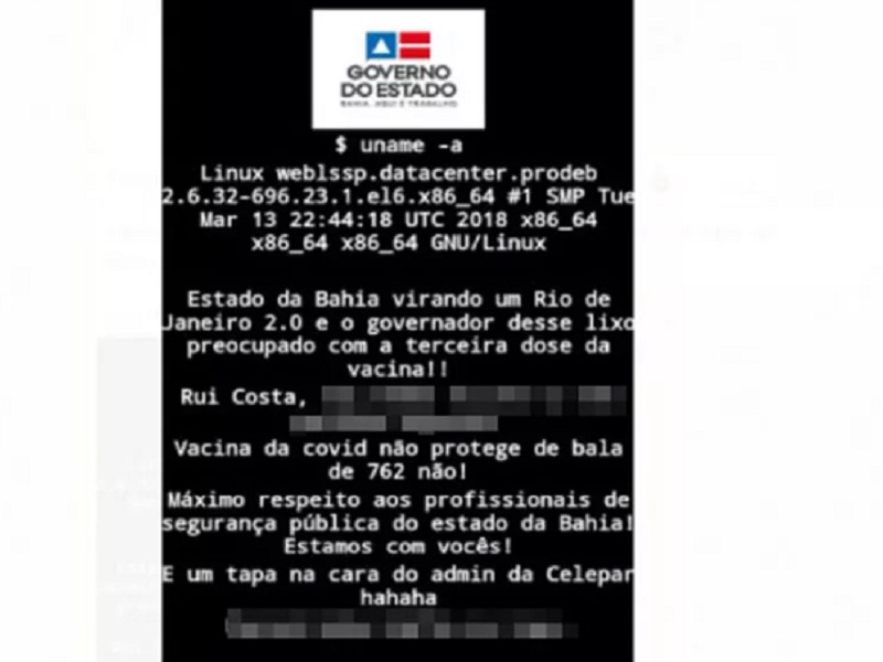 Site da Secretaria de Segurança Pública da Bahia é hackeado