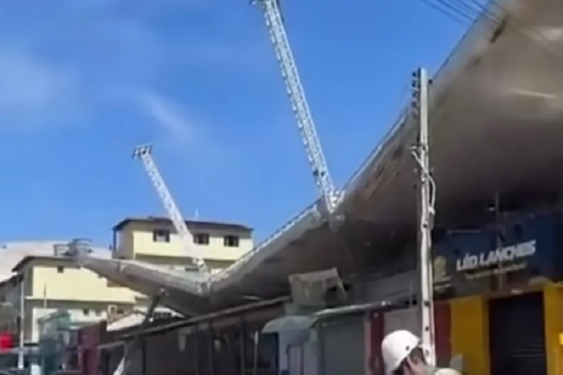 Estrutura de palco desaba durante desmontagem após São João em Tanhaçu e atinge quiosques
