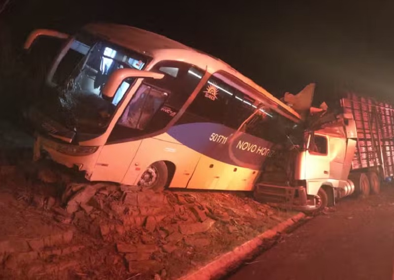 Mãe e filho morrem em acidente envolvendo ônibus da Novo Horizonte na BR-135 em MG