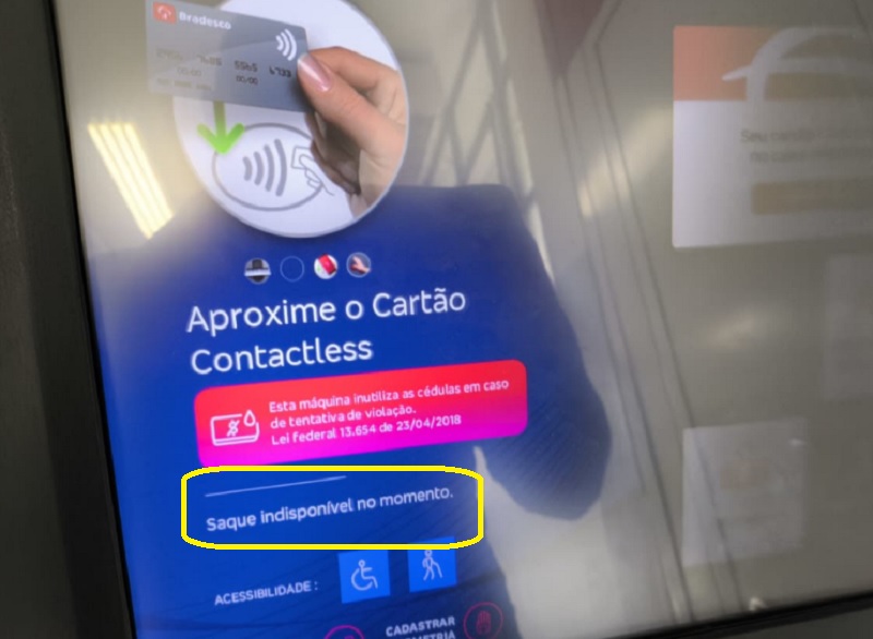 Clientes reclamam da falta de dinheiro em caixas eletrônicos do Bradesco em Livramento de Nossa Senhora